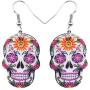 NEWEI Acrylic Halloween Skeleton Skull Earrings Drop Dangle Fashion Jewelry For Girl Women Gift
