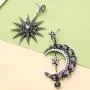 Exaggerated Luxury Sun Moon Stars Drop Earrings Rhinestone Punk Earrings for Women Jewelry Golden Boho Vintage Earrings