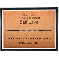 Morse Code Bracelet 925 Sterling Silver Beads on Silk Cord Secret Message Self love bracelet Gift Jewelry for her
