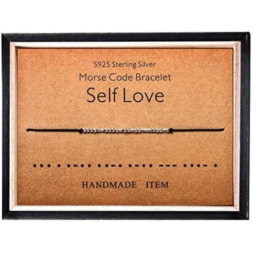 Morse Code Bracelet 925 Sterling Silver Beads on Silk Cord Secret Message Self love bracelet Gift Jewelry for her
