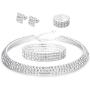 LOYALLOOK Bridal Jewelry Set Crystal Flower Leaf Earring Bracelet Necklace Jewelry Set for Women Costume Jewelry for Women Fashion Jewelry Sets