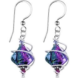 Body Candy Handcrafted 925 Silver Purple Dichroic Drop Dangle Earrings Created with Swarovski Crystals