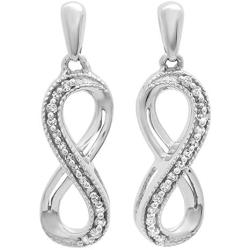 Dazzlingrock Collection 0.08 Carat (ctw) 10K Round White Diamond Ladies Infinity Swirl Dangling Earrings, White Gold