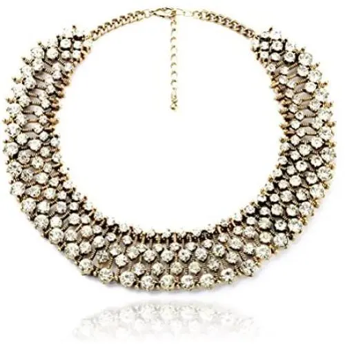 Fun Daisy Grand UK Princess Kate Middleton Hot Gold Tone Rhinestone Fashion Necklace