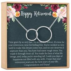 Dear Ava Retirement Gift Necklace: Colleagues, Leave Job, Jewelry from Coworkers, 2 Interlocking Circles (Silver-Plated-Base, NA)