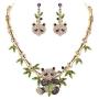 EVER FAITH Austrian Crystal Lovely Panda Bamboo Animal Plant Necklace Earrings Set