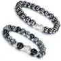 Aroncent 2 PCS Lodestone Snow Agate Beads Buddhist Bracelet Mala Religious Prayer with Buddha Head