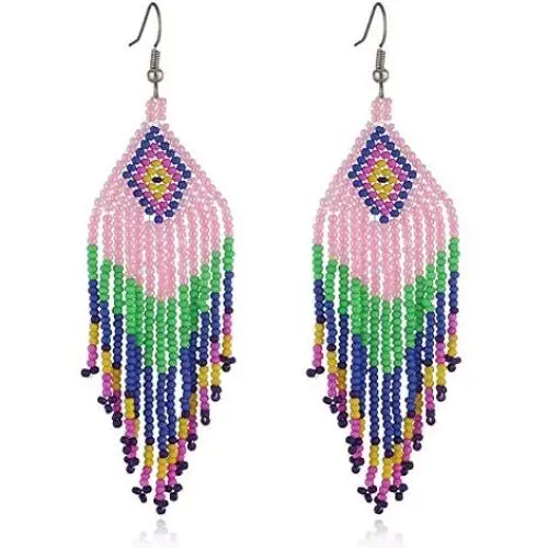Long Beaded Fringe Earrings – Large Native American Mexican Bohemian Statement Beaded Tassel Drop Earrings Indian Tribal Boho Seed Bead Chandelier Dangle Earrings for Women Jewelry Long Beaded Fringe Earrings – Large Native American Mexican Bohemian Statement Beaded Tassel Drop Earrings Indian Tribal Boho Seed Bead Chandelier Dangle Earrings for Women Jewelry