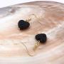 SENFAI 12mm Heart Black Lava-Rock Essential Oil Diffuser Dangle Earrings 3 Tone