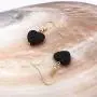 SENFAI 12mm Heart Black Lava-Rock Essential Oil Diffuser Dangle Earrings 3 Tone