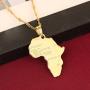 Big Size Crystal Africa Map Pendant Necklace Women Girl 24K Gold Plated African Map Hiphop Item