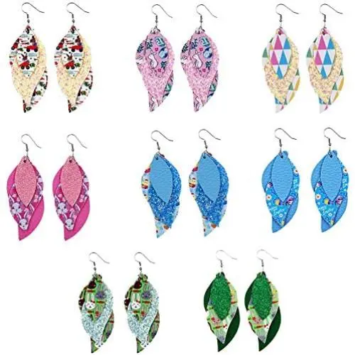 10 Pairs Easter Faux Leather Earrings Set Lightweight Rabbits Eggs Teardrop Dangle Earrings for Women Girls Jewelry