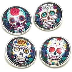 Pizazz Studios 20mm Sugar Skull Snap Charm - 4 Pack