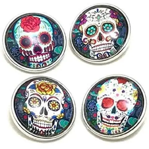 Pizazz Studios 20mm Sugar Skull Snap Charm - 4 Pack Pizazz Studios 20mm Sugar Skull Snap Charm - 4 Pack