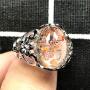Natural Ghost Phantom Quartz Crystal Ring Jewelry For Women Man Silver Garden 16x10mm Oval Beads Adjustable Ring AAAAA