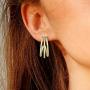 FANCIME Half Open Hoop Stud Earrings Triple Thin/Thick Tube High Polished Hoop Earrings 14K Yellow/White Gold Plated Fashion Statement Jewelry Gift for Women Teens Girls Mom