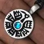 Tribal Native American Jewelry Aztec Mayan Inca Turkey Bird Thunderbird Crystal Amulet Silver Pewter Pendant Mens Necklace Charm for men no chain w Black Adjustable Cord