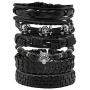 JJDreams 6-10 Pcs Leather Bracelets Set for Women Men Braided Wooden Beads Wrap Cuff Cord Adjustable