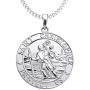 YL St Christopher Necklace Solid 925 Sterling Sliver Personalized Engraved Round Medallion Antiqued Religious Protector Talisman Pendant, Medal/Laced/Locket