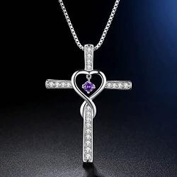 Milamiya Infinity Love God Cross CZ Pendant Necklace with Birthstone, Birthday Gifts, Jewelry for Women, Girls