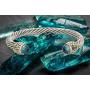 John Medeiros Beautiful Nouveau Collection Large Cuff Bracelet Aqua Cubic Zirconia