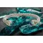 John Medeiros Beautiful Nouveau Collection Large Cuff Bracelet Aqua Cubic Zirconia