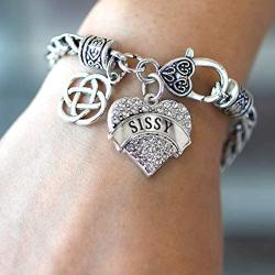 Inspired Silver - Silver Pave Heart Charm Bracelet with Cubic Zirconia Jewelry