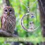 AOBOCO Inspirational Jewelry Gifts Sterling Silver Girls Animals On the Moon Pendant Neklcaces