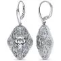BERRICLE Rhodium Plated Sterling Silver Cubic Zirconia CZ Art Deco Filigree Milgrain Fashion Necklace and Earrings Set BERRICLE Rhodium Plated Sterling Silver Cubic Zirconia CZ Art Deco Filigree Milgrain Fashion Necklace and Earrings Set