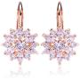 BAMOER 18K Rose Gold Plated Snowflake Leverback Earrings with Cubic Zirconia for Women CZ Jewelry Fashion Drop Earrings 3 Style