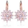 BAMOER 18K Rose Gold Plated Snowflake Leverback Earrings with Cubic Zirconia for Women CZ Jewelry Fashion Drop Earrings 3 Style