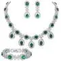 EVER FAITH Silver-Tone CZ Floral Leaves Water Drop Necklace Earrings Bracelet Set EVER FAITH Silver-Tone CZ Floral Leaves Water Drop Necklace Earrings Bracelet Set
