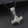 SONGCHANGJEWELRY Norse Viking Necklace for Men - Thors Hammer Mjolnir Stainless Steel Viking Talisman Jewelry Men Mjolnir Compass Amulet Pendantnt