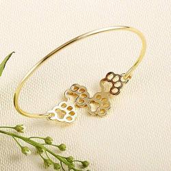 RUXIANG Dog and Cat Four Paw Print Animal Hook Opening Bracelet Jewelry