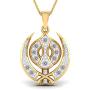 SwaraEcom 14K Yellow Gold Plated Round CZ Sikh Khanda Symbol Religious Pendant India Fashion Jewelry