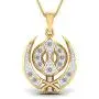 SwaraEcom 14K Yellow Gold Plated Round CZ Sikh Khanda Symbol Religious Pendant India Fashion Jewelry