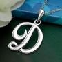 Sea of Ice Sterling Silver Initial Alphabet Letters Pendant Necklace from A-Z, 18 inch