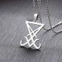 XUANPAI Unisex Stainless Steel Church of Satan Satanic Leviathan Cross Pendant Necklace,Religions Jewelry