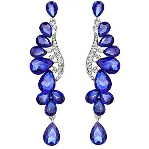 Scarlvambo Womens Austrian Crystal Art Deco Teardrop Pierced Dangle Wedding Earrings Silver-Tone Scarlvambo Womens Austrian Crystal Art Deco Teardrop Pierced Dangle Wedding Earrings Silver-Tone