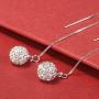 Howoo 925 Sterling Silver Tassel Threader Drop Earrings for Women Girls Crystal Ball Long Dangle Chain Earrings Elegant