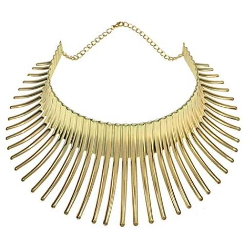 Pingyongchang African Collar Choker Necklace Gold Statement Chokers Bib Chunky Necklaces Jewelry Boho Exaggerated Jewelry for Women Girls