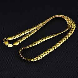 Three Keys Jewelry 6MM 9MM 18K Gold Plated Necklace for Men Stainless Steel Necklace Mens Long Layered Big Gold Snake Chain Necklaces for Men Boys
