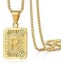 Trendsmax Initial A-Z Letter Pendant Necklace Mens Womens Capital Letter Yellow Gold Plated Stainless Steel Box Chain 22inch