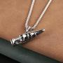 HZMAN Bullet Head Skull Demon Pendant Stainless Steel Retro Punk Gothic Jewelry Necklace 22 + 2 Inch Chain