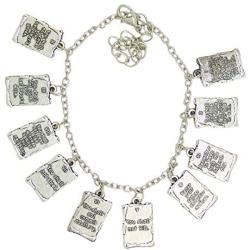 Silver Tone Ten Commandments Charm Bracelet, 7 1/2 Inch