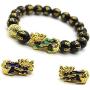 Feng Shui Prosperity 10mm Hand Carved Mantra Bead Bracelet with Color Changed Pi Xiu/Pi Yao Attract Wealth and Good Luck