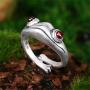 LOVECOM Real 925 Sterling Silver Frog Open Rings for Women Vintage Cute Animal Finger Ring Silver Fashion Party Jewelry Gifts