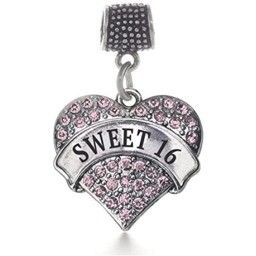Inspired Silver - Silver Pave Heart Charm for Bracelet with Cubic Zirconia Jewelry