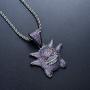 Gengar Purple Cubic Zirconia Hip Hop Pendant Necklace for Fans Classic Collection
