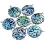 SUNYIK Natural Abalone Shell Tree of Life Pendant Necklace and Earrings Jewelry Set for Women, Handmade Wire Wrapped Necklace Earrings Set for Women